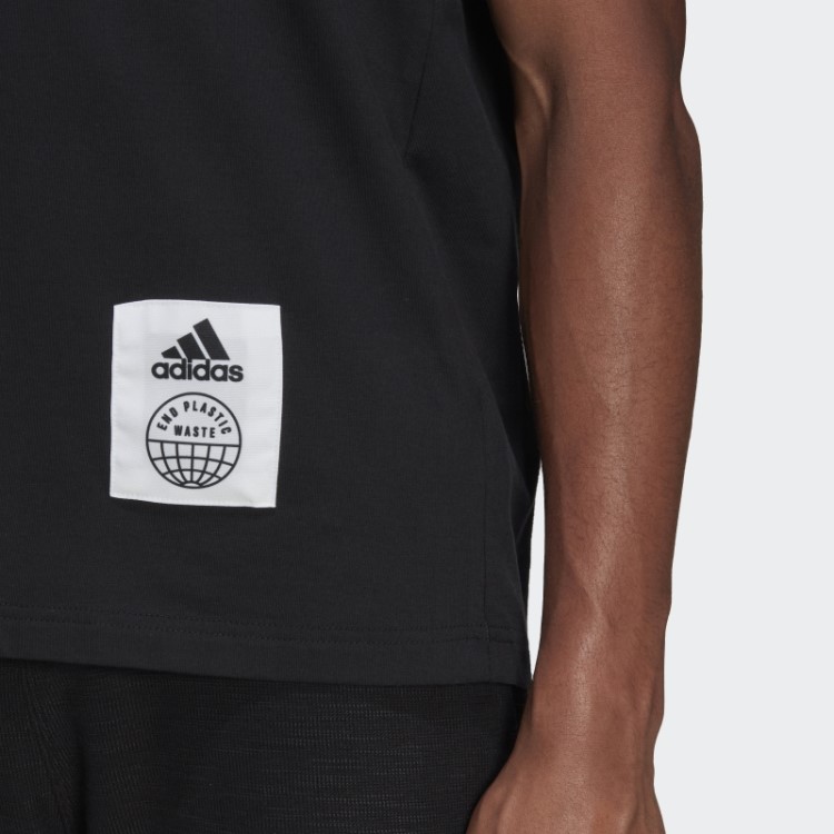 Camiseta Preta Grande Emblema Da Adidas (gênero Neutro)
