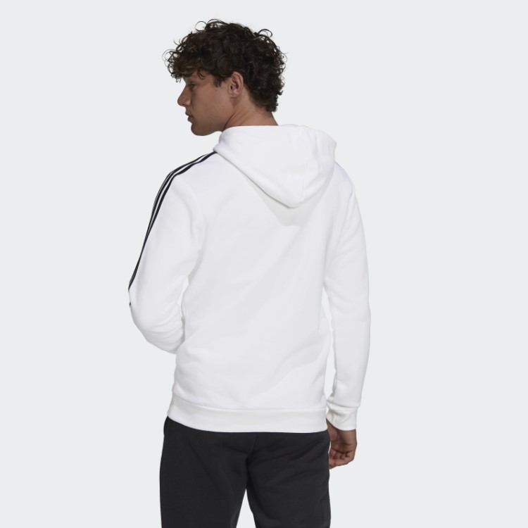 Moletom Branco Com As Três Listras Em Fleece Adidas