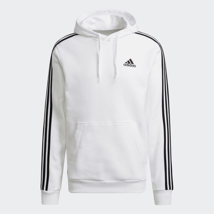 Moletom Branco Com As Três Listras Em Fleece Adidas