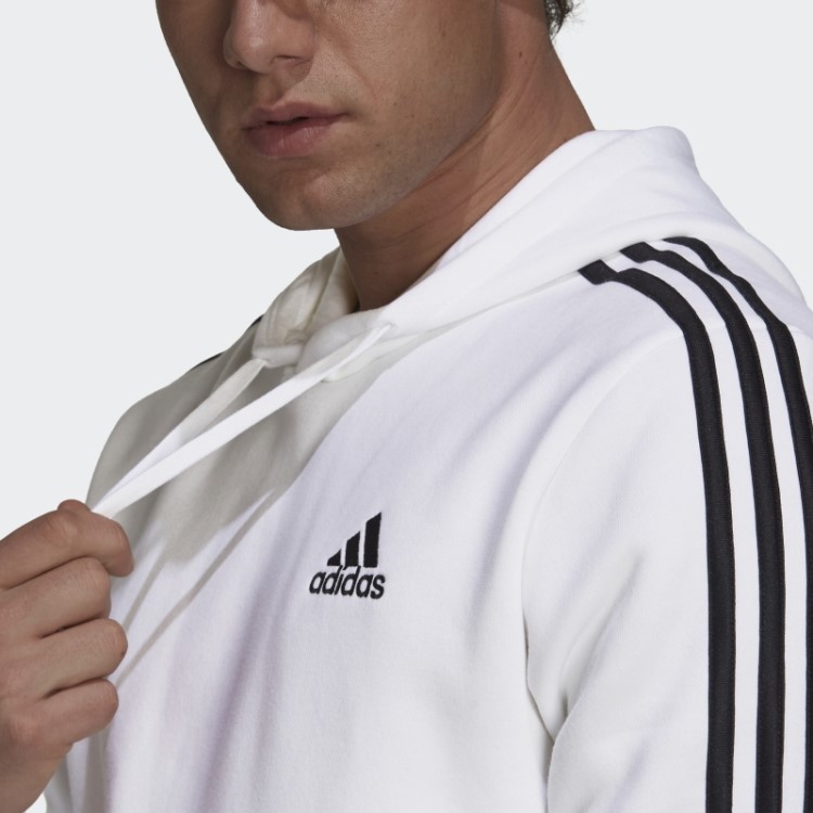 Moletom Branco Com As Três Listras Em Fleece Adidas