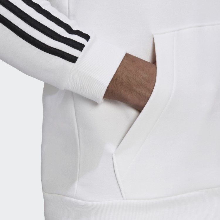 Moletom Branco Com As Três Listras Em Fleece Adidas
