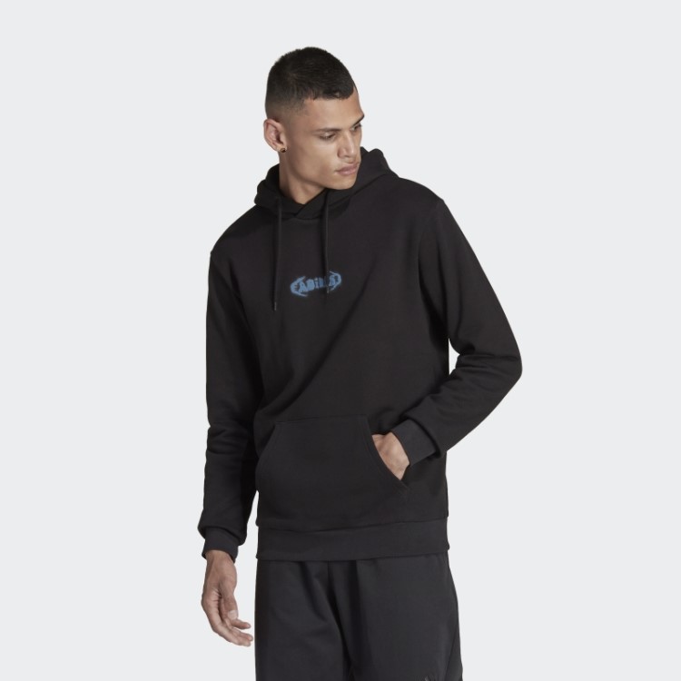 Moletom Com Capuz Gráfico Adidas Preto