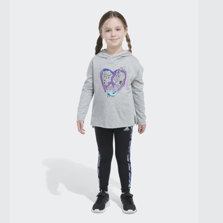 Camiseta Com Capuz Ls Conjunto Justinho Cinza Urze Adidas