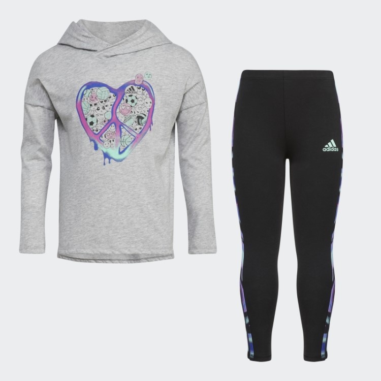 Camiseta Com Capuz Ls Conjunto Justinho Cinza Urze Adidas