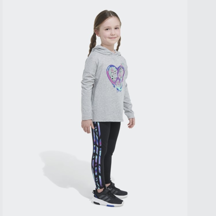 Camiseta Com Capuz Ls Conjunto Justinho Cinza Urze Adidas
