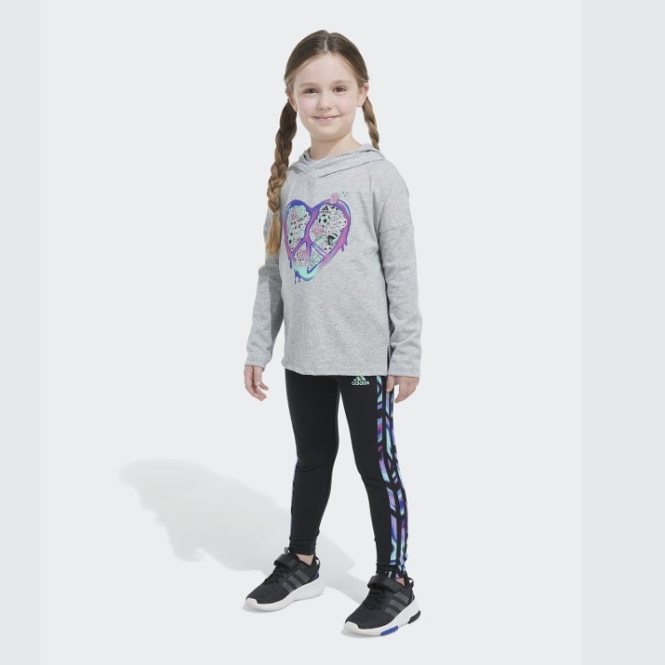 Camiseta Com Capuz Ls Conjunto Justinho Cinza Urze Adidas