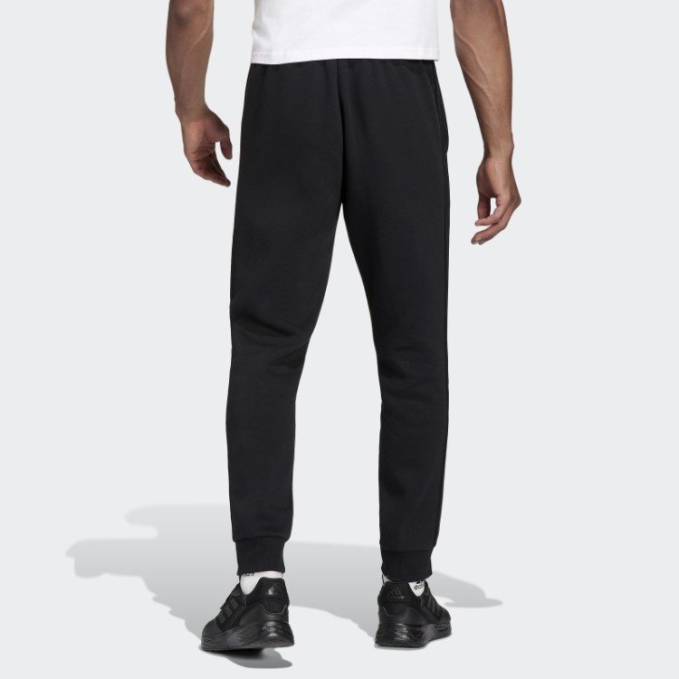 Calça Adidas Black Essentials French Terry Com Punho Cônico E As Três Listras