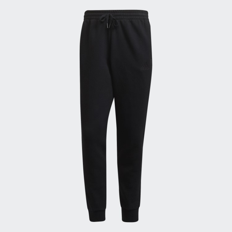 Calça Adidas Black Essentials French Terry Com Punho Cônico E As Três Listras