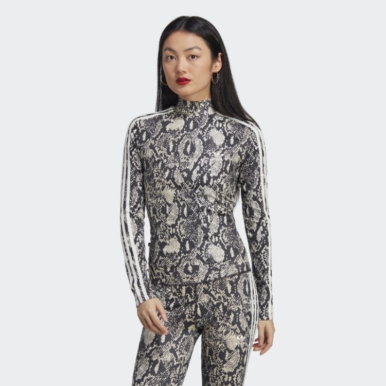 Camiseta Manga Longa Com Estampa Allover Reg Adidas Preta