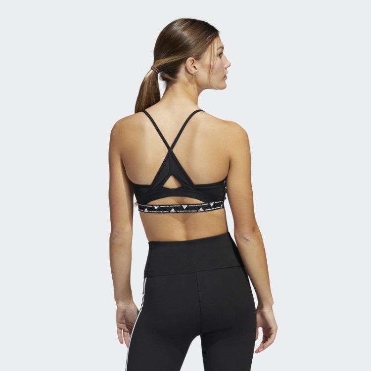 Moda Sutiã Preto Adidas Aeroreact Training Com Três Listras E Suporte Leve