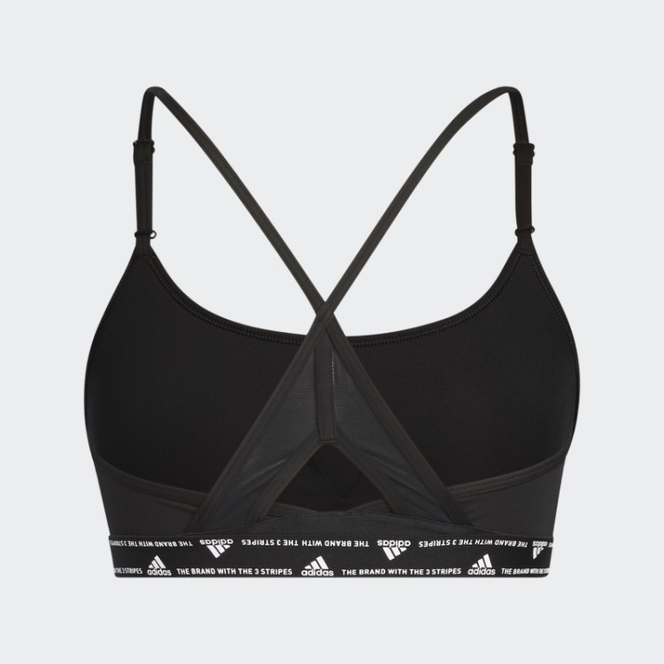 Moda Sutiã Preto Adidas Aeroreact Training Com Três Listras E Suporte Leve