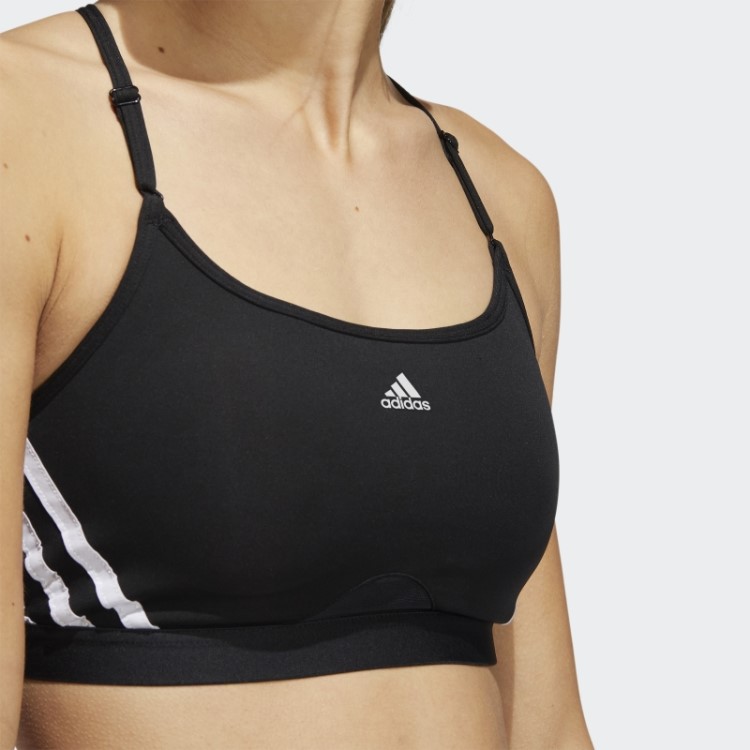 Sutiã Adidas Aeroreact Training Light-support Com As Três Listras Preta Fashion
