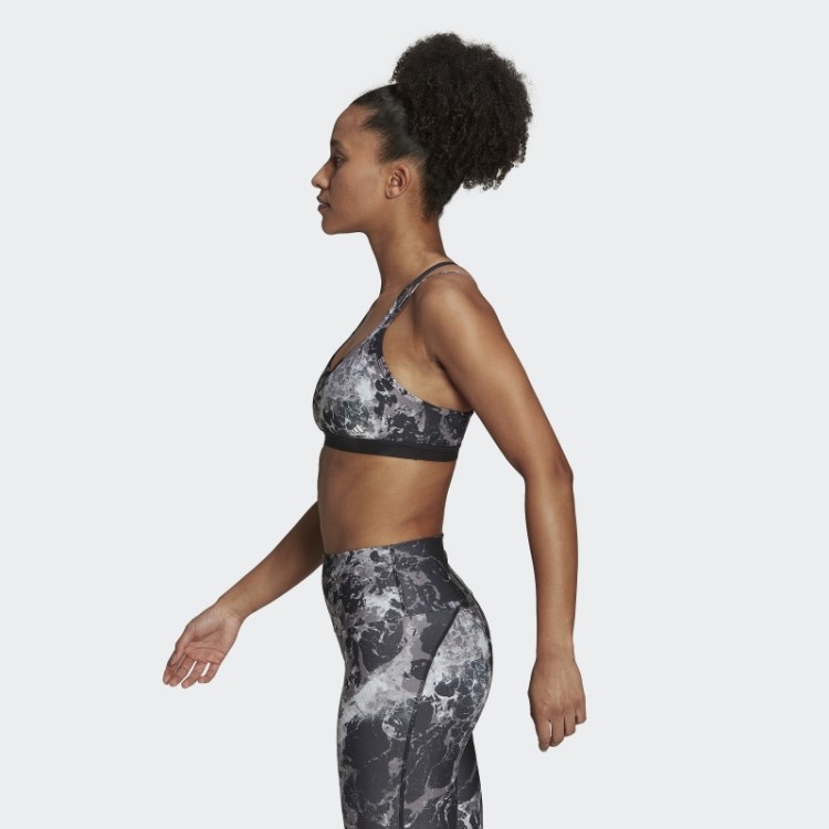 Sutiã Estampado Allover Preto Para Estúdio Com Suporte à Luz Para Yoga Adidas