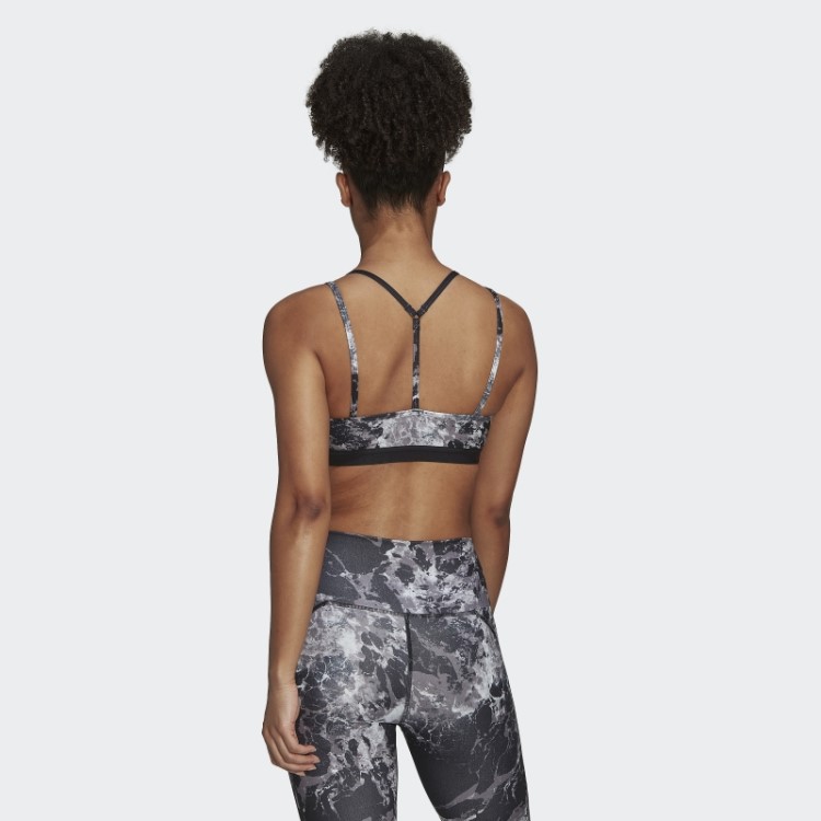 Sutiã Estampado Allover Preto Para Estúdio Com Suporte à Luz Para Yoga Adidas
