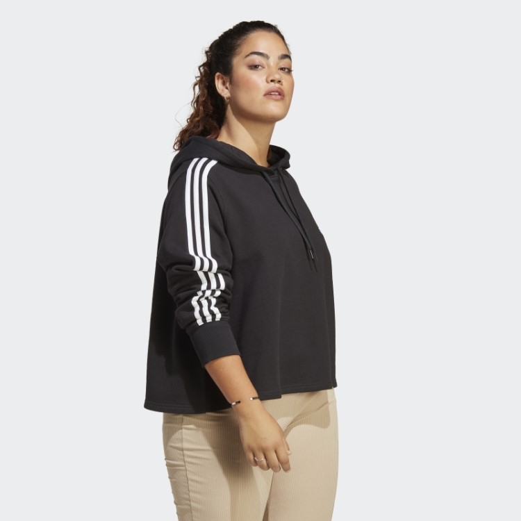 Essentials Moletom French Terry Cropped Com As Três Listras (tamanho Grande) Adidas Preto