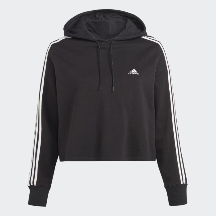 Essentials Moletom French Terry Cropped Com As Três Listras (tamanho Grande) Adidas Preto