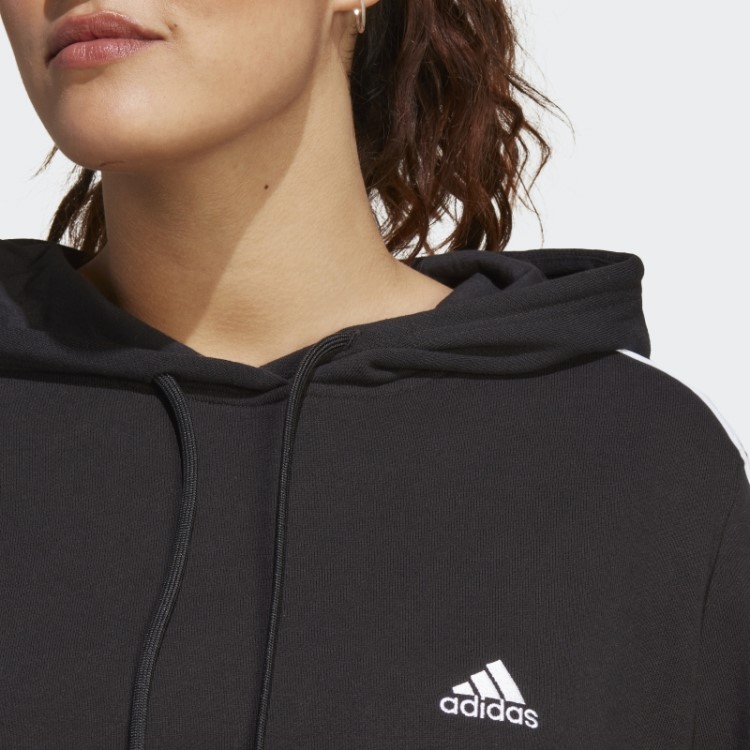 Essentials Moletom French Terry Cropped Com As Três Listras (tamanho Grande) Adidas Preto