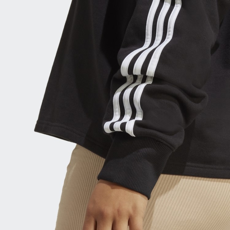 Essentials Moletom French Terry Cropped Com As Três Listras (tamanho Grande) Adidas Preto