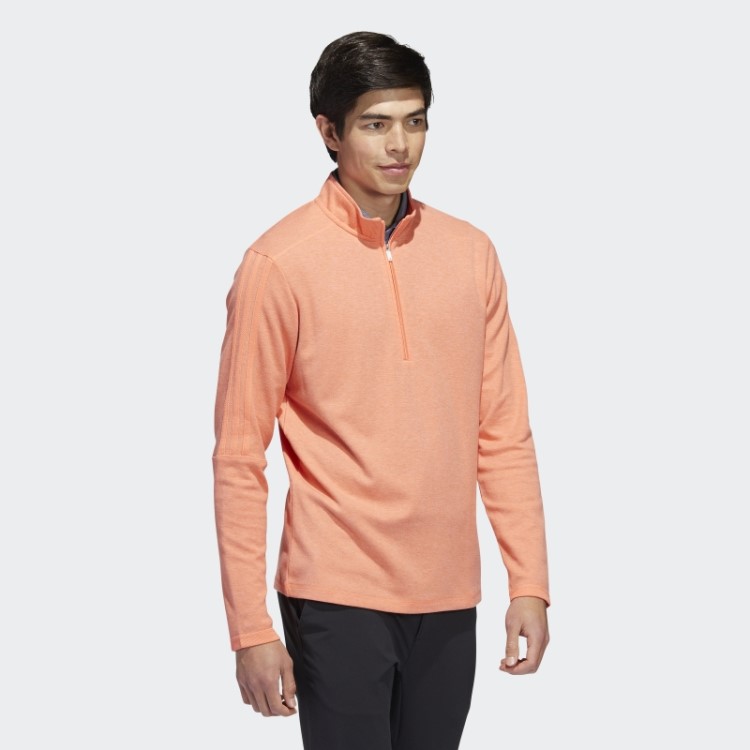 Pulôver Adidas Com Três Listras E Zíper Coral Mel