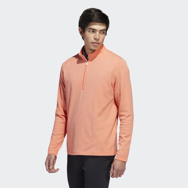 Pulôver Adidas Com Três Listras E Zíper Coral Mel