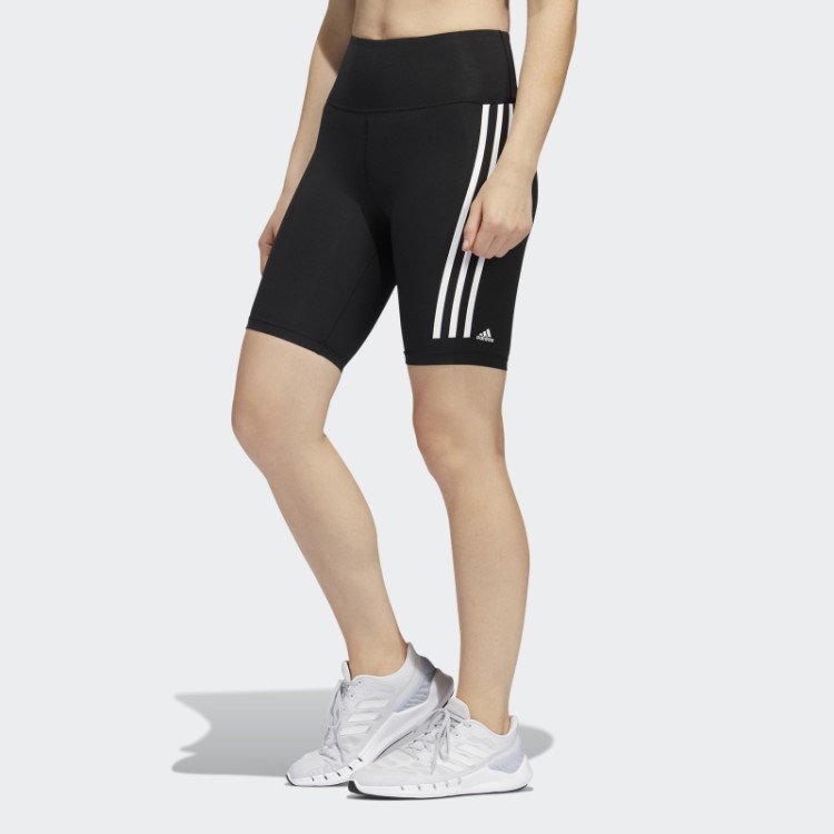 Adidas Optime Trainicons 3 Listras Bicicleta Leggings Curtas Pretas