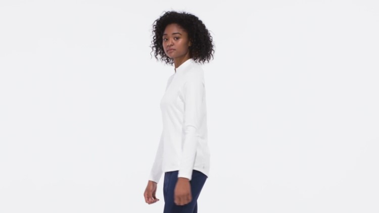 Camisa Pólo De Golfe De Manga Comprida Com Zíper Branco Adidas