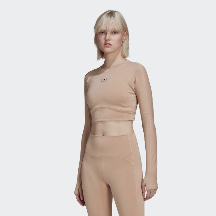Adidas By Stella Mccartney Truestrength Cropped Manga Longa Cinza Pérola Quente