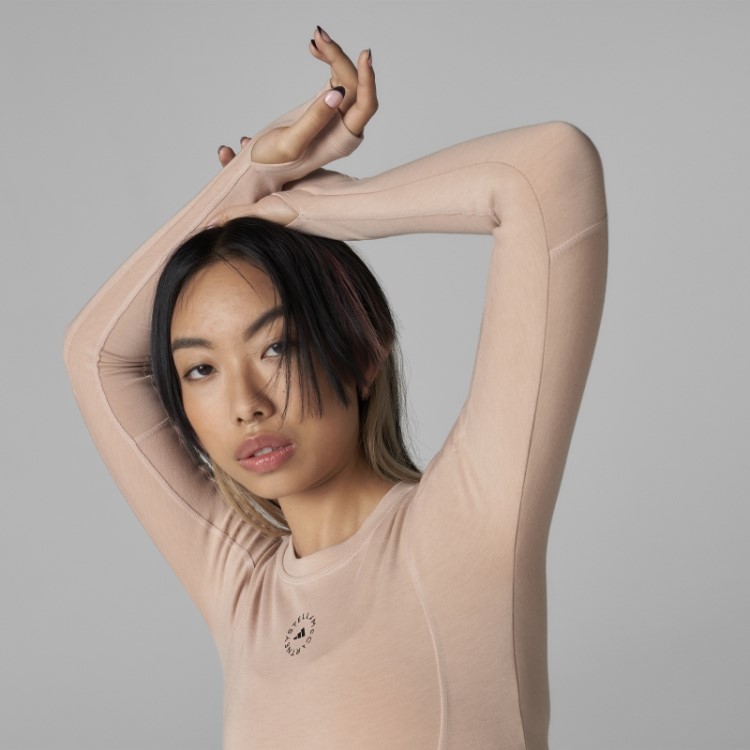 Adidas By Stella Mccartney Truestrength Cropped Manga Longa Cinza Pérola Quente