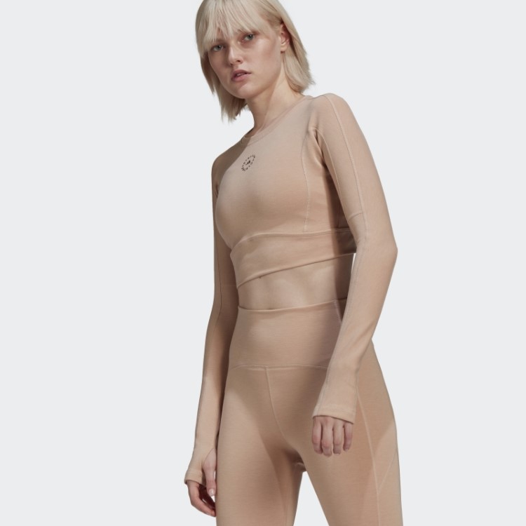 Adidas By Stella Mccartney Truestrength Cropped Manga Longa Cinza Pérola Quente