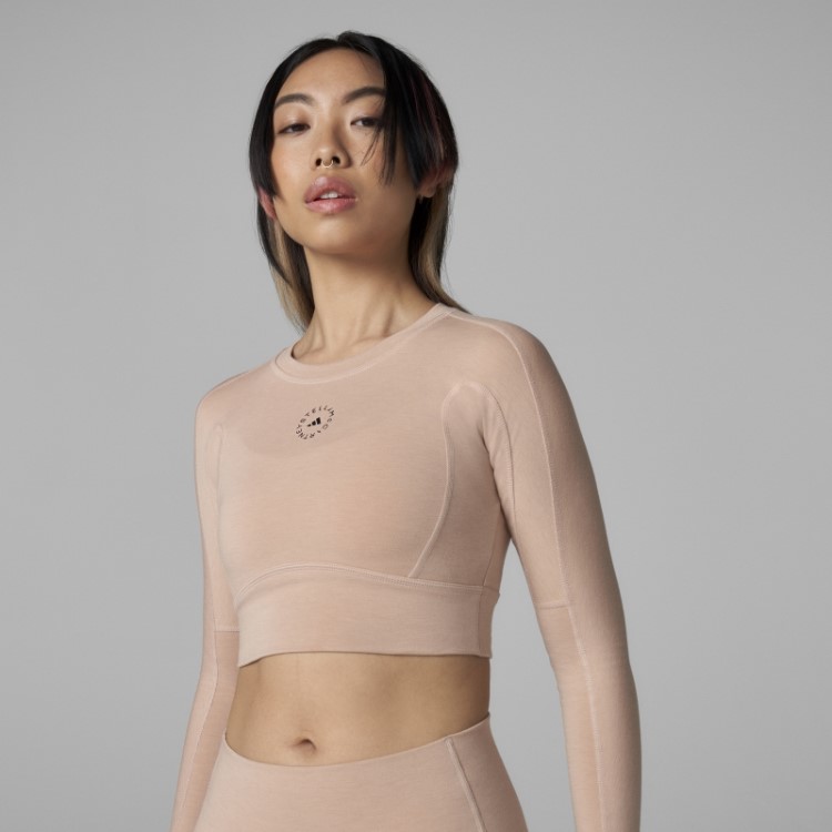 Adidas By Stella Mccartney Truestrength Cropped Manga Longa Moda Ash Pearl