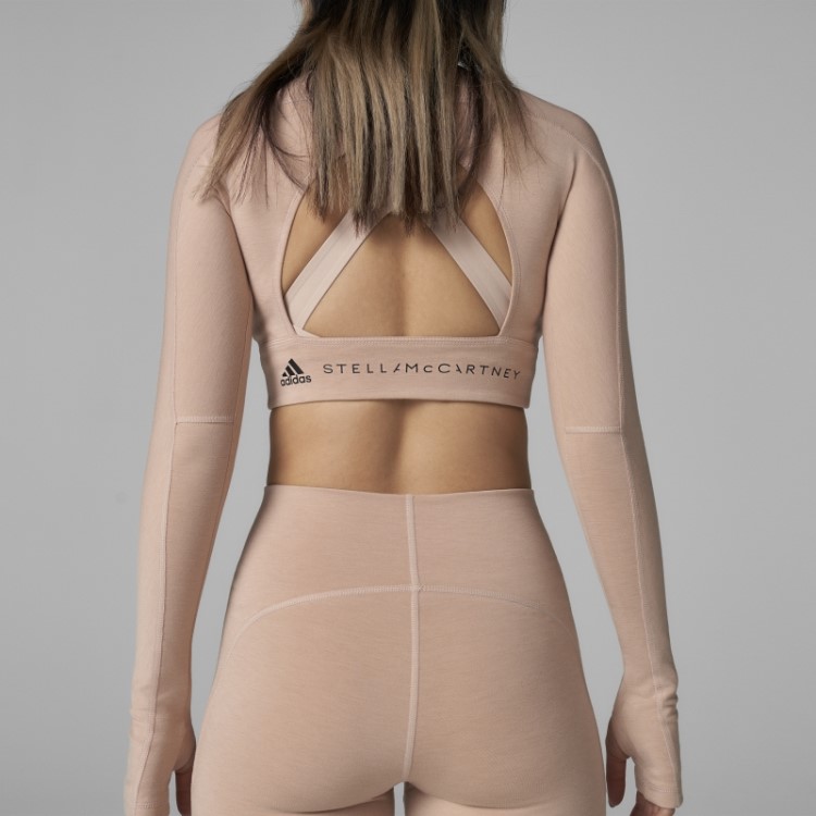 Adidas By Stella Mccartney Truestrength Cropped Manga Longa Moda Ash Pearl