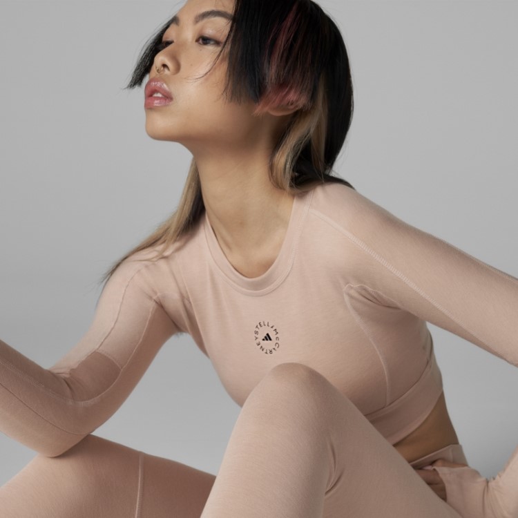 Adidas By Stella Mccartney Truestrength Cropped Manga Longa Moda Ash Pearl