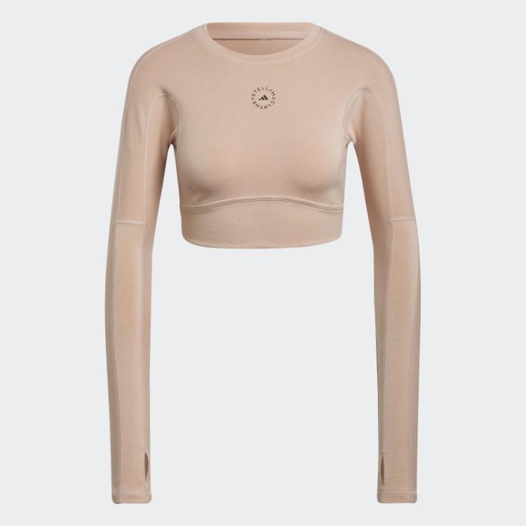 Adidas By Stella Mccartney Truestrength Cropped Manga Longa Moda Ash Pearl