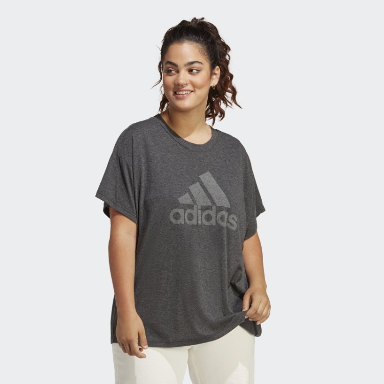 Camiseta Preta Melange Adidas Future Icons Winners 3.0 (tamanho Grande)