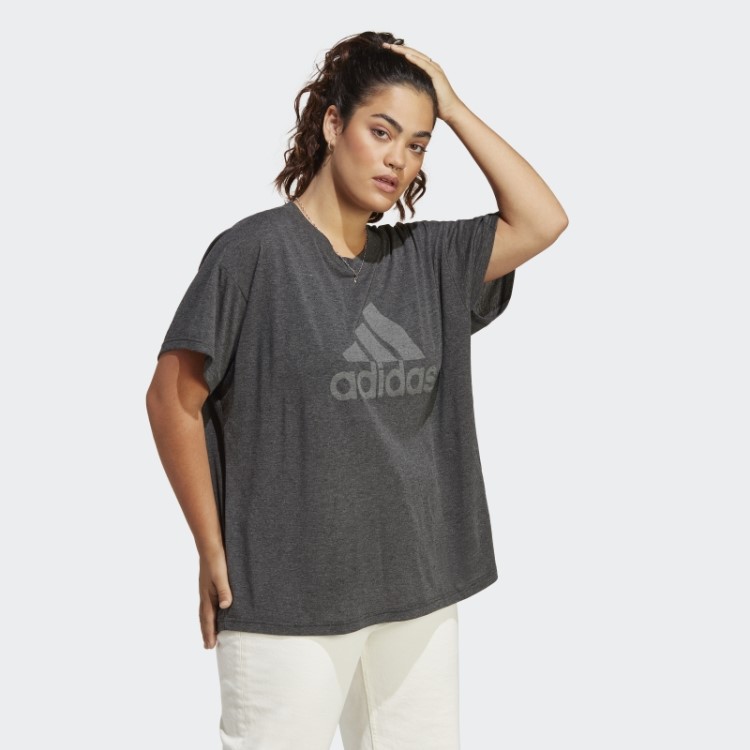 Camiseta Preta Melange Adidas Future Icons Winners 3.0 (tamanho Grande)