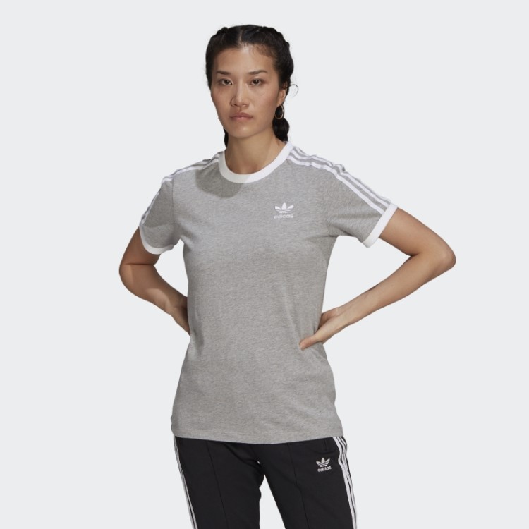 Camiseta Adidas Cinza Médio Adicolor Classics Com As Três Listras