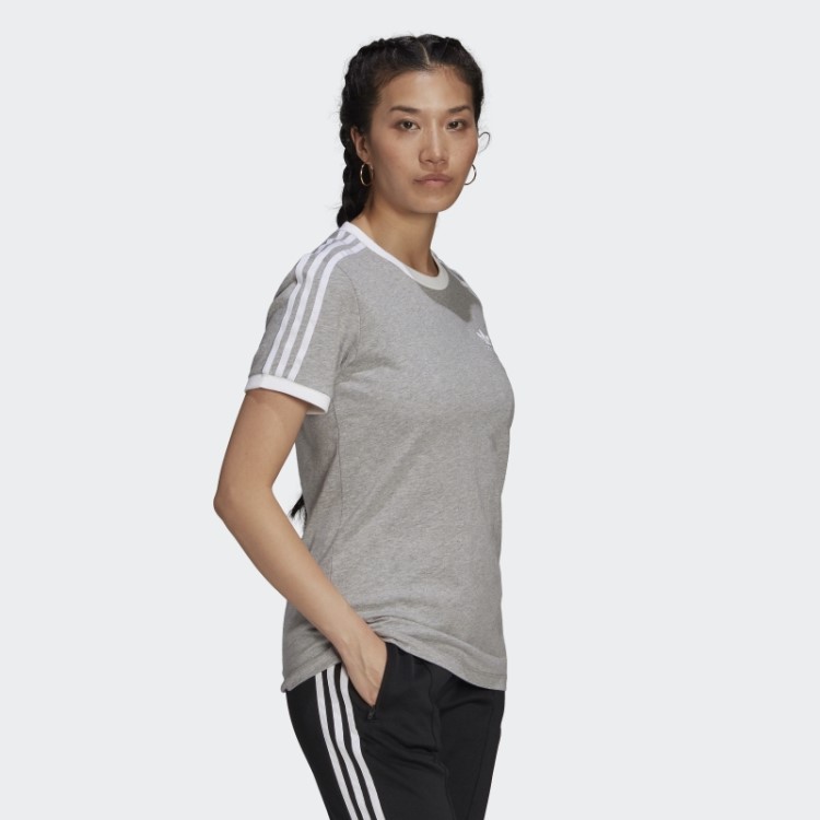 Camiseta Adidas Cinza Médio Adicolor Classics Com As Três Listras