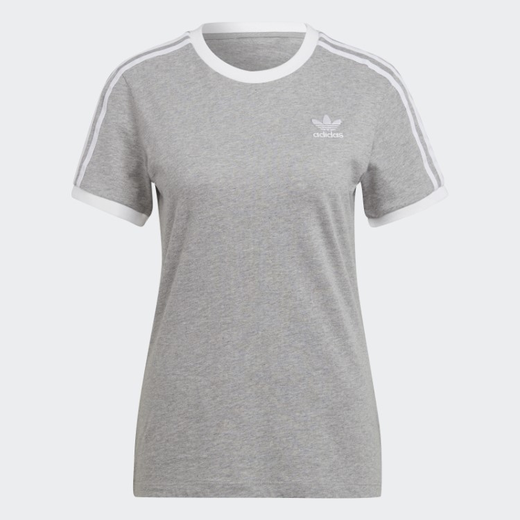 Camiseta Adidas Cinza Médio Adicolor Classics Com As Três Listras