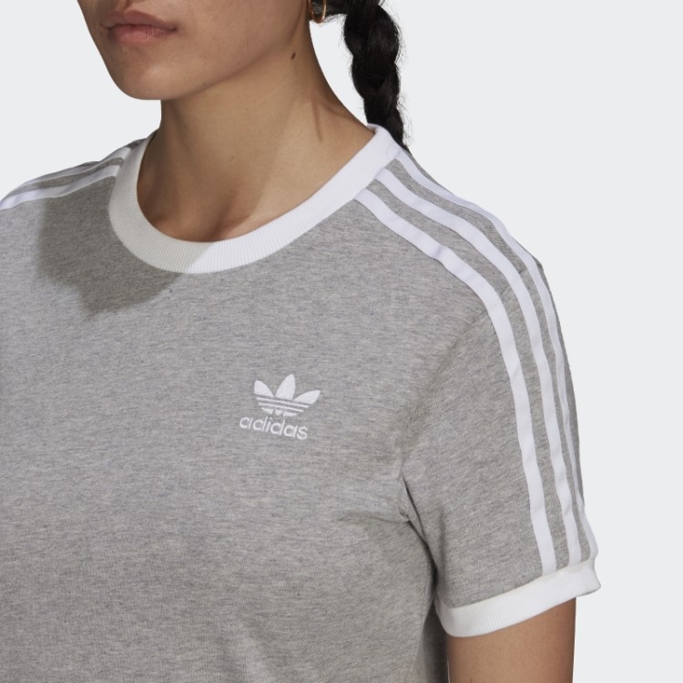 Camiseta Adidas Cinza Médio Adicolor Classics Com As Três Listras