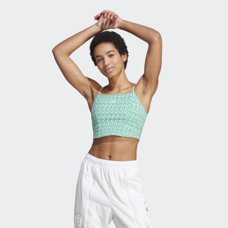 Regata Com Inspiração Em Espartilho Estampado Adidas Fashion Verde Da Corte