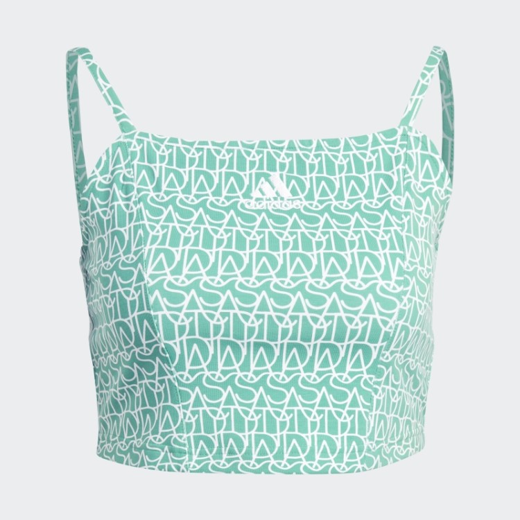 Regata Com Inspiração Em Espartilho Estampado Adidas Fashion Verde Da Corte