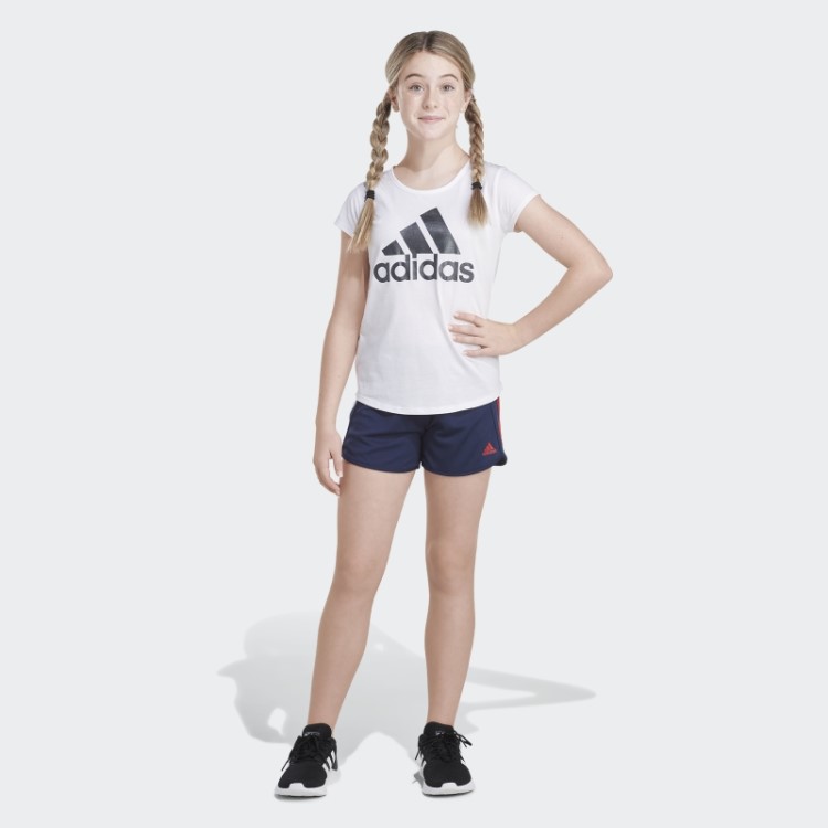 Shorts Listrados Em Mesh Marinho Adidas