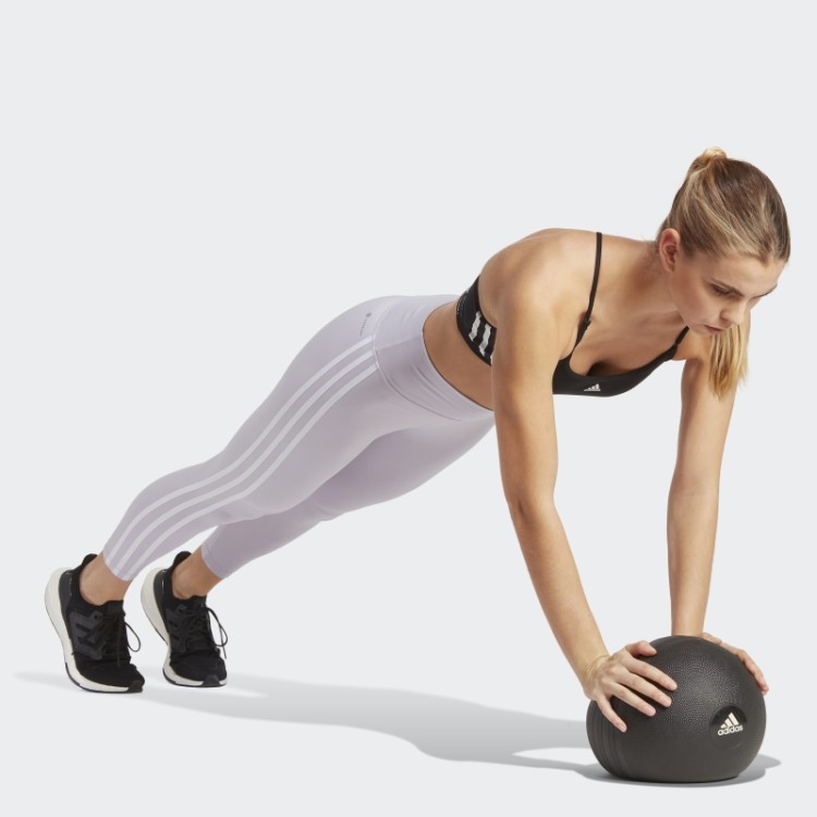 Legging 7/8 Cintura Alta Adidas Train Essentials 3 Listras Silver Dawn