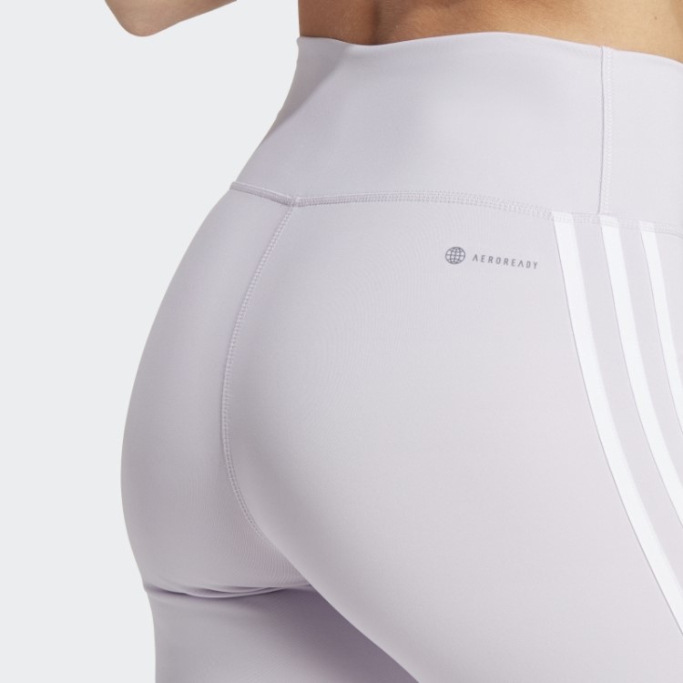 Legging 7/8 Cintura Alta Adidas Train Essentials 3 Listras Silver Dawn