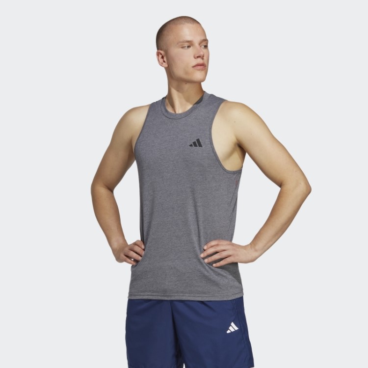 Camiseta Sem Mangas Para Treino Adidas Train Essentials Feelready Em Urze Cinza Escuro