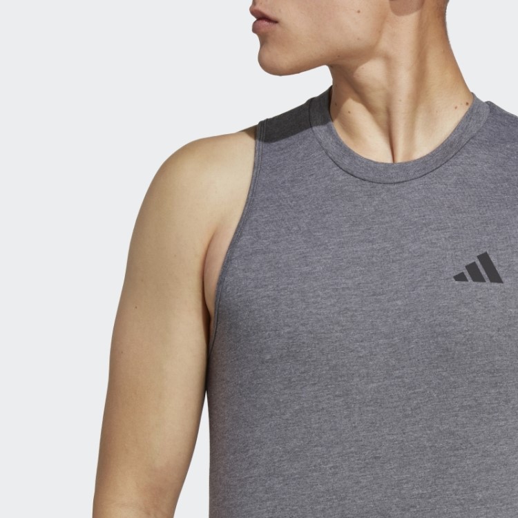 Camiseta Sem Mangas Para Treino Adidas Train Essentials Feelready Em Urze Cinza Escuro