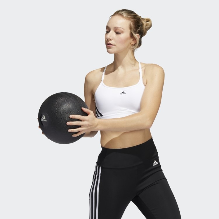 Sutiã Adidas Aeroreact Training Light-support Com As Três Listras Moda Branca