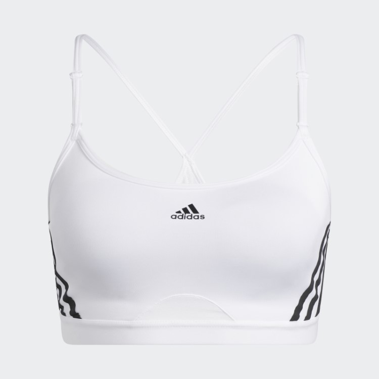 Sutiã Adidas Aeroreact Training Light-support Com As Três Listras Moda Branca