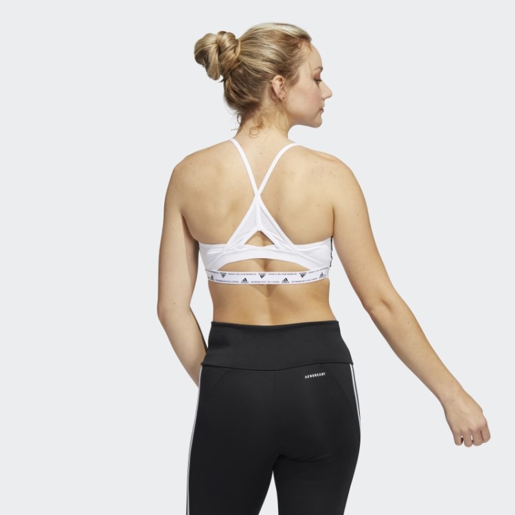 Sutiã Adidas Aeroreact Training Light-support Com As Três Listras Branco Quente