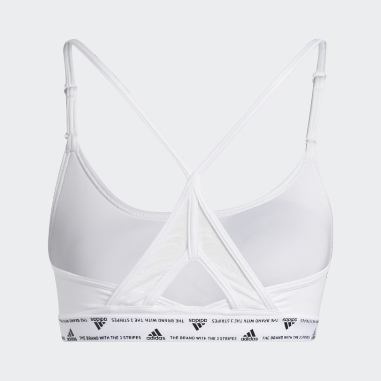 Sutiã Adidas Aeroreact Training Light-support Com As Três Listras Branco Quente